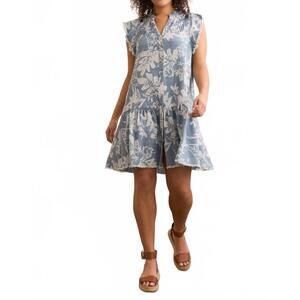 NEW TRIBAL tencel floral print button-front dress in light blue